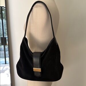 J Crew classic Suede Shoulder slouch Bag with Gold Accent